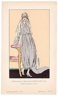 Fried 1919 Wedding Dress, Lucien Lelong, Miss Audoy, Pochoir