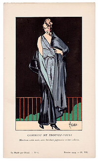 Fried 1919 Evening Satin Coat and Dress, Pochoir