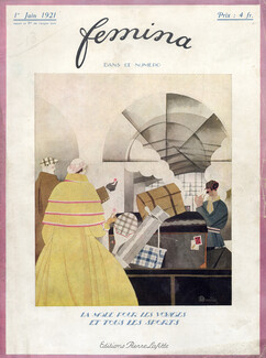 Charles Martin 1921 Fashion for the Journeys, Luggage, Femina Original Cover