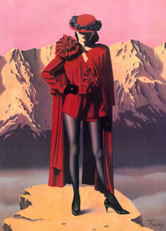 Sonia Rykiel 1982 Red Coat, Short, Hat, Gerard Failly