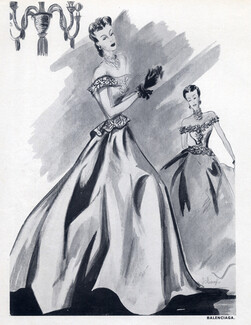 Balenciaga (Couture) 1939 Satin Corsellet Evening Gown, Schompré