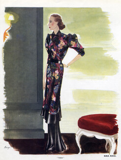 Nina Ricci 1935 Multicoloured Tunic, Japanese Style, Léon Benigni