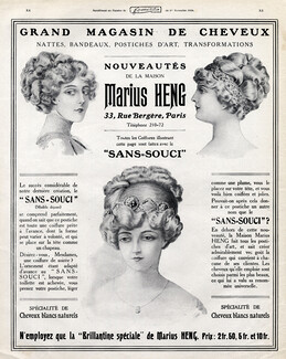 Marius Heng (Hairstyle) 1910 Hairpieces, Postiches