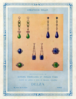 Delza (Jewels) 1923 Saphirs, Emeraudes, Perles