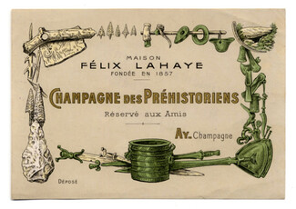 Félix Lahaye (Champain) Spécimen de l'étiquette, Champagne des Préhistoriens, Label