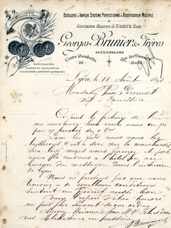 Georges Brunier & Frères 1898 Absinthe, Vermouth, Invoice