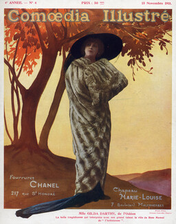 C. Chanel & Cie (Fur Clothing) 1911 Gilda Darthy, Hat Marie Louise, Fur Muff