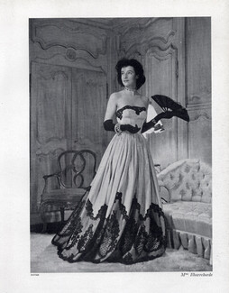 Robert Piguet 1947 Evening Gown, Mrs Ilarreborde, Lace Embroidery