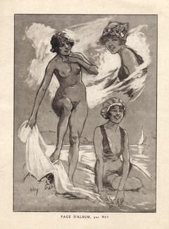 Ney 1918 "Page d'Album" Nude, Bathing Beauty, Swimmer