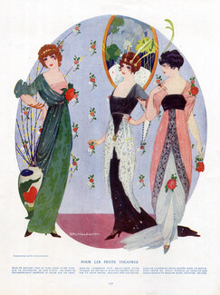 Umberto Brunelleschi 1913 "Pour les petits théatres" Evening Gown, Fashion Illustration