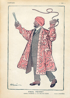 A. Barrère 1919 Paul Poiret, "Abdul-Hamode ou le Sultan rose" Caricature, Biography