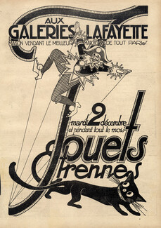 Galeries Lafayette 1924 Pulcinella, Cat, Toys
