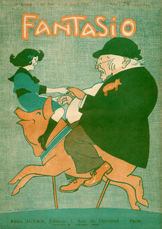 Roubille 1919 Original Cover, Merry-go-round, Pig