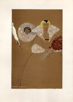 Yan Bernard Dyl 1927 Le Miracle du Fil ''Les Bruges'' Pochoir by Jacomet