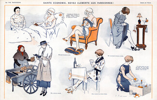 Fabien Fabiano 1915 "Sainte économie" Day of a Parisian