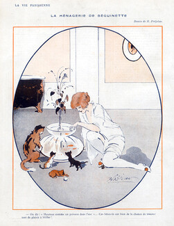 René Préjelan 1915 "La Ménagerie de Beguinette" Cat, Fish