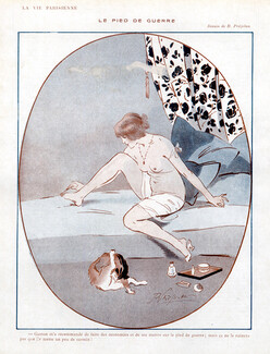 René Préjelan 1915 Sexy Girl, Topless, Manucure