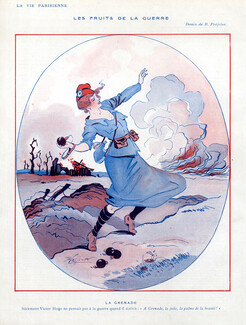 René Préjelan 1915 The Hand Grenade, Woman Soldier