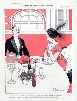 Fabien Fabiano 1913 Au Restaurant, Elegant Parisienne