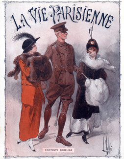 Louis Vallet 1915 Entente Cordiale, Elegants Parisienne, Military, Soldier