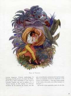 Les Amours Célèbres, 1948 - Georges Lepape Paul & Virginie, George Sand & Musset, Text by Yves Gandon