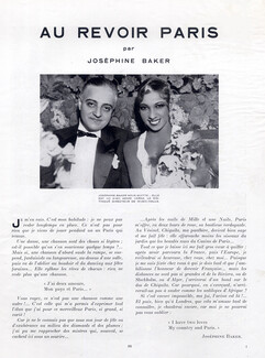 Au Revoir Paris, 1931 - French Cabaret, Texte par Josephine Baker, 3 pages