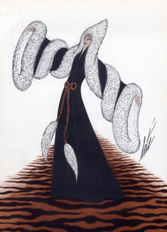 Erté (Romain de Tirtoff) 1970 Fur Coat for Borg, Biography Portrait Cecil Beaton, 2 pages