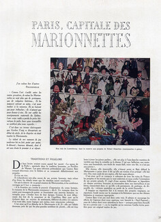 Paris, Capitale des Marionnettes, 1946 - Robert Desarthys Gaston Baty & Lafaye, Marionette, Puppet, Pulcinella, Text by Ghislain Cloquet-Lafollye, 4 pages