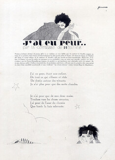 J'ai eu peur..., 1920 - Poem Charles Martin, Texte par Comtesse de Noailles, 3 pages