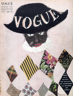 André Francois 1950 Vogue Cover, Arlequin, Tissus de Chatillon Mouly Roussel, Guillemin, Léonard, Moreau, Rodier