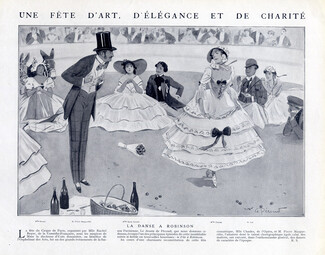 André Pécoud 1912 "La danse à Robinson" 19th Century, Crinoline