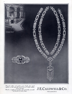 J.E. Caldwell & Co (Jewels) 1929 Diamond Necklace, Brooch Sapphire