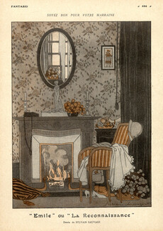 Emile ou La Reconnaissance, 1917 - Sylvain Sauvage Interior Decoration, Fireplace
