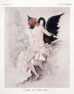 Achef 1934 Leda, Black Swan, Nude, Nudity