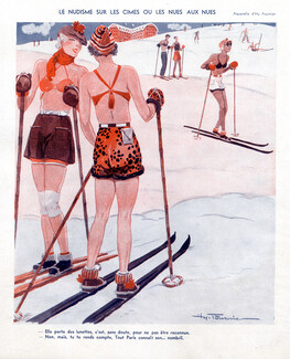 Henry Fournier 1934 Nudism on ski runs, Skiers