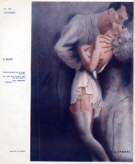 Fabius Lorenzi 1934 IL Bacio, Lover, Kiss, Verlaine Poem