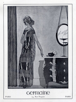 Germaine (Couture) Germaine Caubit & Marthe Charlier 1922 Evening Gown, Art Deco Style