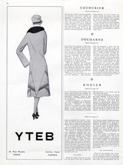 Yteb (Couture) 1926 Coat, Fashion Illustration