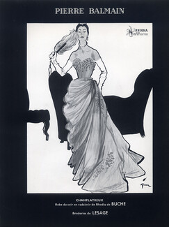 Pierre Balmain 1953 René Gruau, Evening Gown