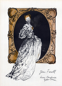 Jean Farell 1945 René Gruau, Evening Gown, Coudurier Fructus Descher