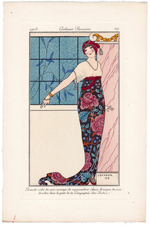 George Barbier 1913 Journal des Dames et des Modes Costumes Parisiens N°69 Evening Gown