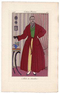 George Barbier 1913 Journal des Dames et des Modes Costumes Parisiens N°96 Man Dressing Gown Robe