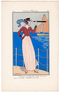 George Barbier 1914 Journal des Dames et des Modes Costumes Parisiens N°164 Yachting