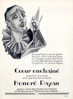 Honoré Payan (Perfumes & Cosmetics) 1926 Coeur Enchainé, Pierrot