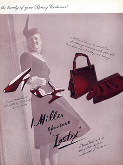 I. Miller (Shoes) 1939 Terra Rosa Shoes, Clothes Germaine Monteil, Photo Toni Frissell, 5 pages, 5 pages