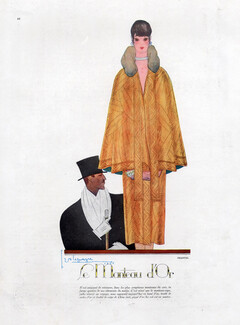 Chantal (Couture) 1926 Georges Lepape, Evening Cape, The Golden Coat