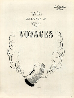 Voyages 1946 Hermès (Luggage) Fath, Carven, Jeanne Lanvin, Jeanne Lafaurie..., 4 pages