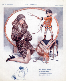 Chéri Hérouard 1934 "Chasseur" Eros Tamer, Circus, Panther fur Coat