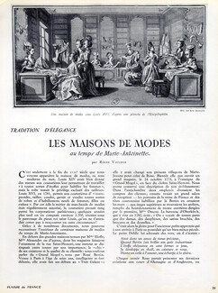 Les Maisons de Modes au temps de Marie-Antoinette, 1938 - Houses of Fashion in the time of Marie Antoinette, Mlle Bertin, Texte par Roger Vaultier, 4 pages