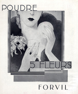 Forvil (Cosmetics) 1934 Powder, Art Deco Style